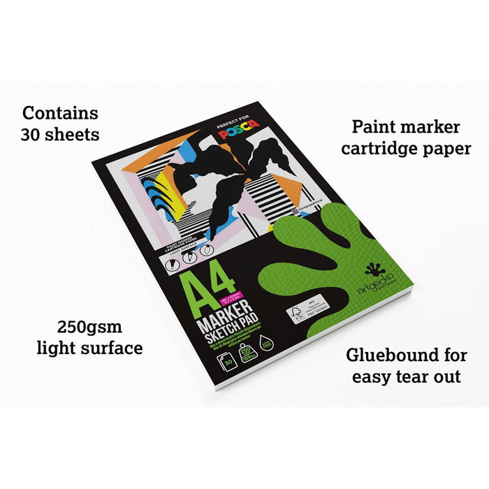 Artgecko Pro Marker Sketchpad A4 30 Sheets 250gsm White Paper CXGEC009
