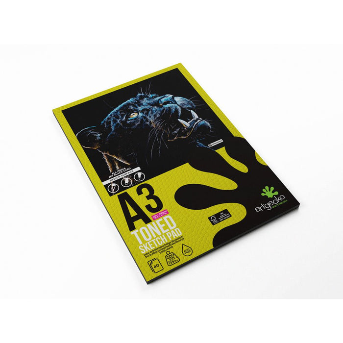 Artgecko Pro Toned Sketchpad A3 40 Sheets 200gsm Black Card CXGEC008