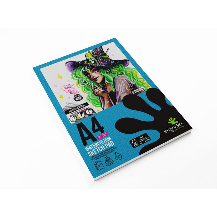 Artgecko Pro Watercolour Sketchpad A4 20 Sheets 300gsm White Paper CXGEC003