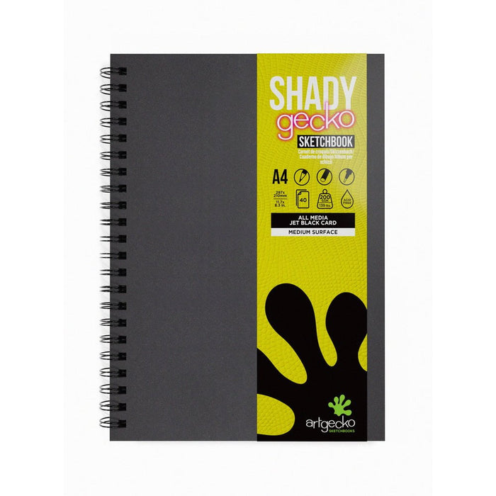 Artgecko Shady Sketchbook A4 80 Pages 40 Sheets 200gsm Black Toned Card CXGEC400