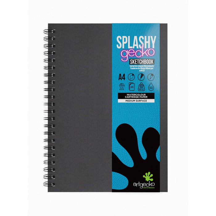 Artgecko Splashy Sketchbook A4 40 Pages 20 Sheets 300gsm White Paper CXGEC600