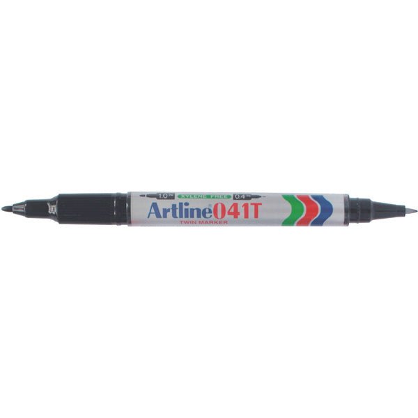 Artline 041T Permanent Dual Nib Marker Black 12's Pack AO104101