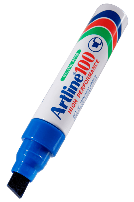 Artline 100 Permanent Marker Chisel Tip Blue x 6's pack AO110003