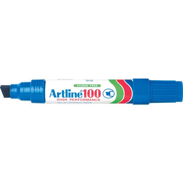 Artline 100 Permanent Marker Chisel Tip Blue x 6's pack AO110003