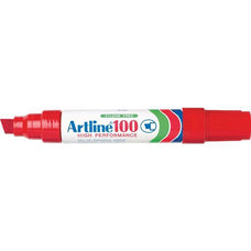Artline 100 Permanent Marker Chisel Tip Red x 6's pack AO110002