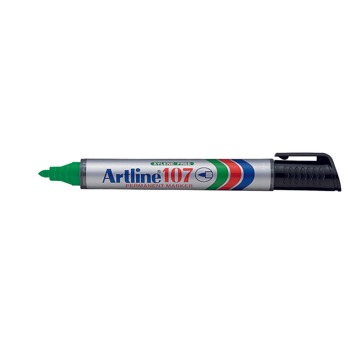 Artline 107 Easimark Permanent Marker 2mm Bullet Nib Green Pack of 12's AO110704