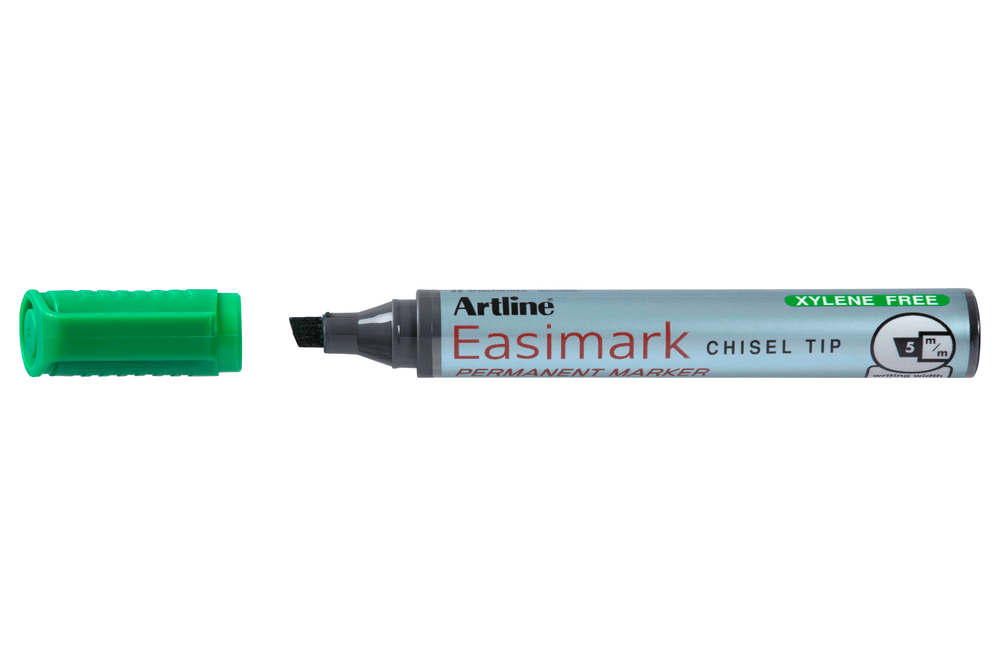 Artline 109 Easimark Permanent Marker 5mm Chisel Nib Green Pack of 12 ...