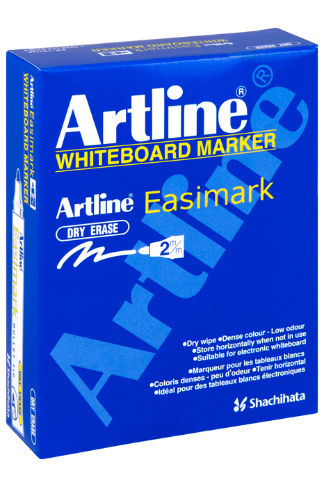 Artline 157 Easimark Whiteboard Marker 2mm Bullet Nib - Black x 12's pack AO115701