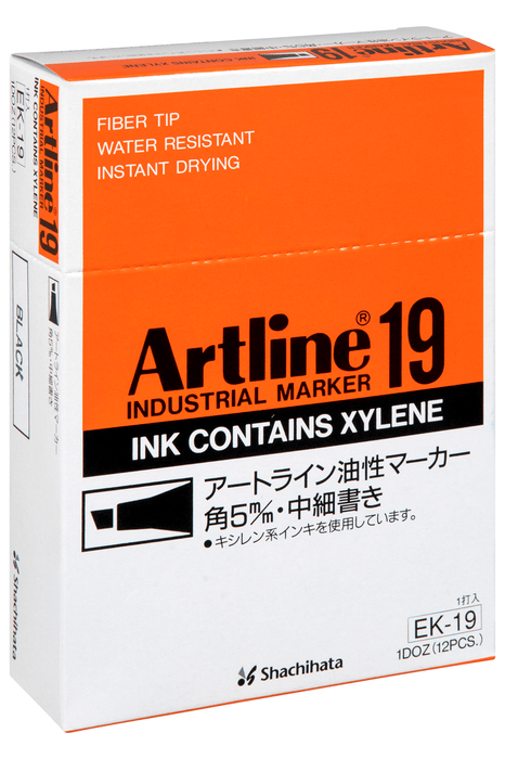 Artline 19 Industrial Permanent Marker Chisel Tip Black x 12's AO119001