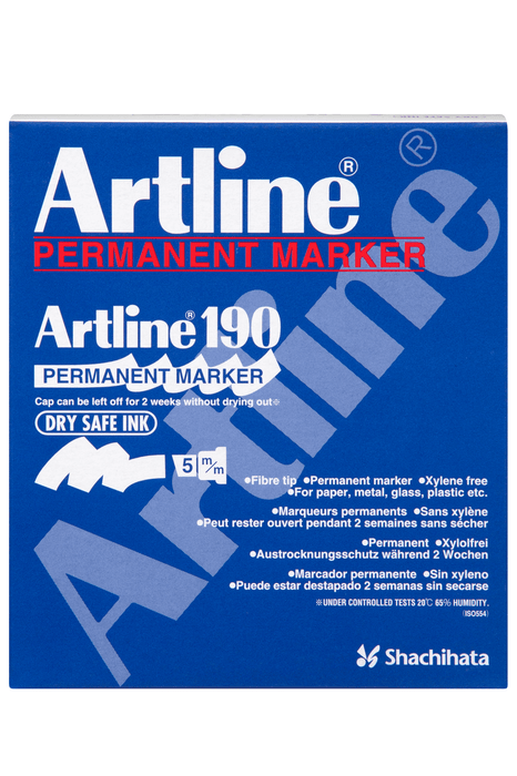 Artline 190 Permanent Marker Fine Tip Black x 12 AO101901