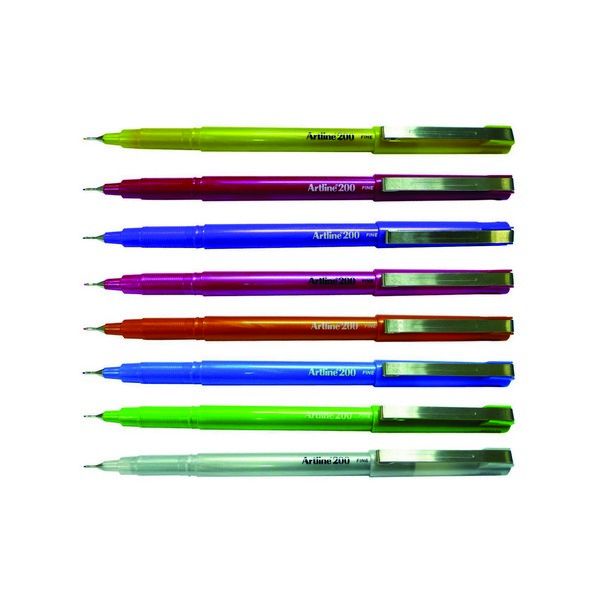 Artline 200 Bright Fineliner Pen 0.4mm Assorted x 12's pack AO1200741