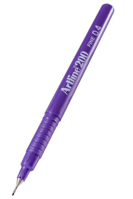 Artline 200 Bright Fineliner Pen 0.4mm Purple x 12's pack AO120076
