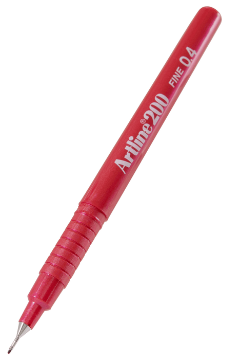 Artline 200 Bright Fineliner Pen 0.4mm Red x 12's pack AO120072