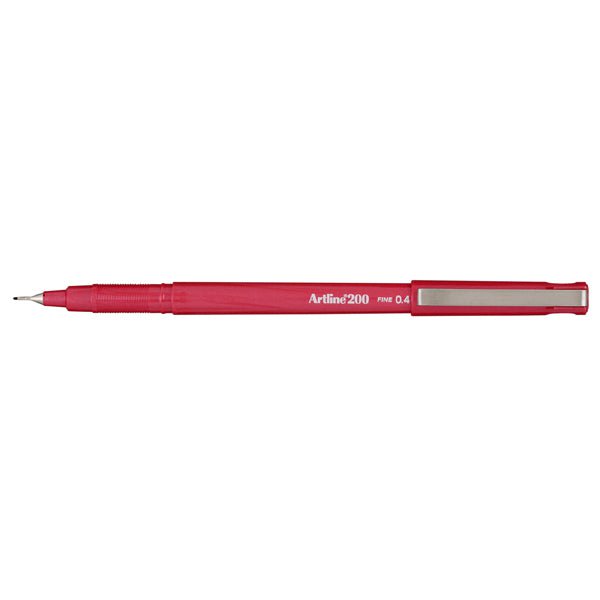 Artline 200 Bright Fineliner Pen 0.4mm Red x 12's pack AO120072