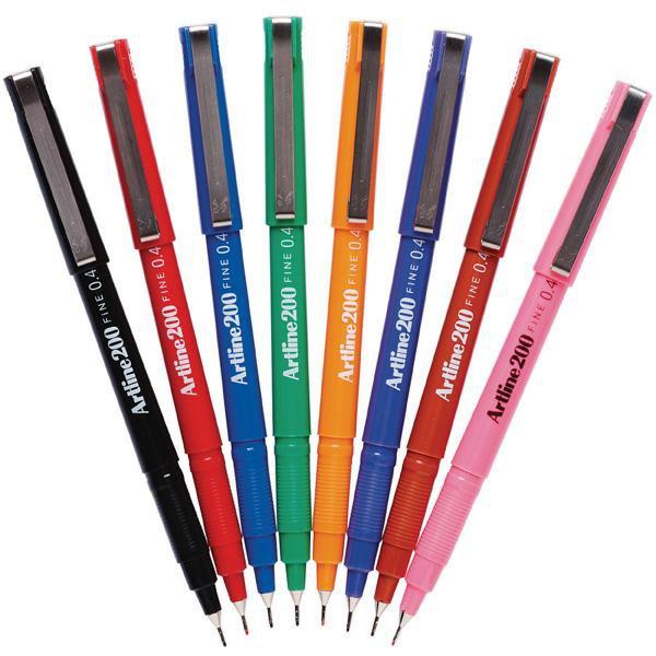 Artline 200 Fineliner Pen 0.4mm Assorted Colours x 12's Pack AO120041