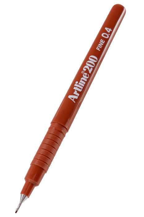 Artline 200 Fineliner Pen 0.4mm Brown x 12's pack AO120008