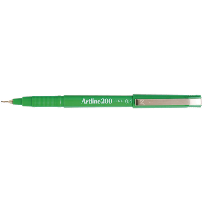Artline 200 Fineliner Pen 0.4mm Green x 12's pack AO120004