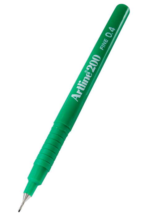 Artline 200 Fineliner Pen 0.4mm Green x 12's pack AO120004
