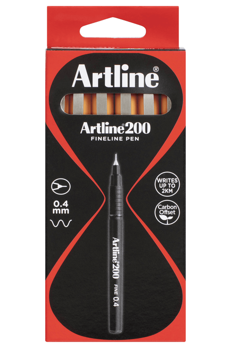 Artline 200 Fineliner Pen 0.4mm Orange x 12's pack AO120005