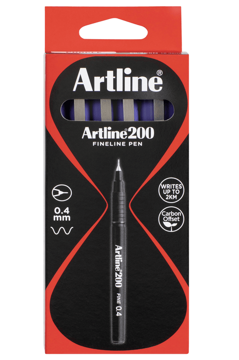 Artline 200 Fineliner Pen 0.4mm Purple x 12's pack AO120006