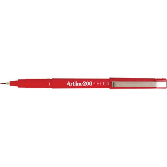 Artline 200 Fineliner Pen 0.4mm Red x 12's pack AO120002
