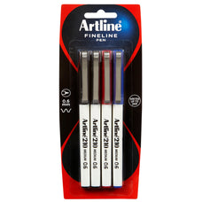 Artline 210 Fineliner Pen 0.6mm Assorted 4's Pack AO121084