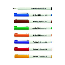 Artline 210 Fineliner Pen 0.6mm Assorted Colours - 12's Pack AO121041