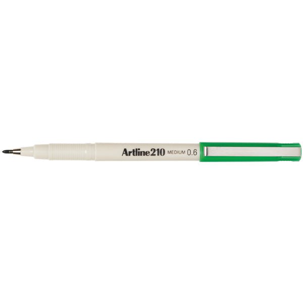 Artline 210 Fineliner Pen 0.6mm - Green x 12's Pack AO121004