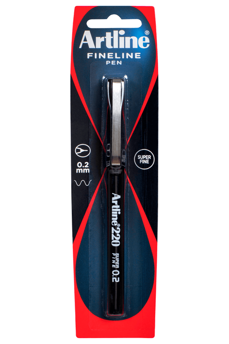 Artline 220 Fineliner Pen 0.2mm Black x 12's pack AO122061