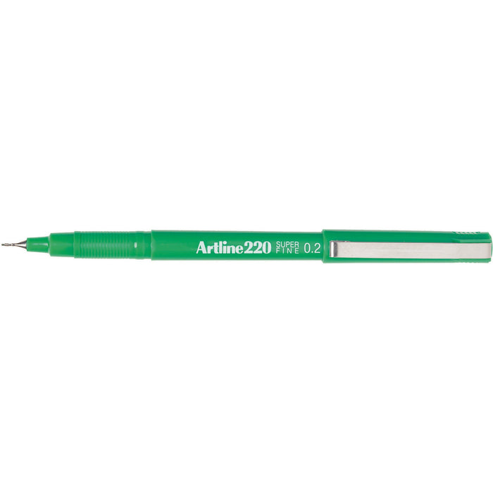 Artline 220 Fineliner Pen 0.2mm Green x 12's pack AO122004