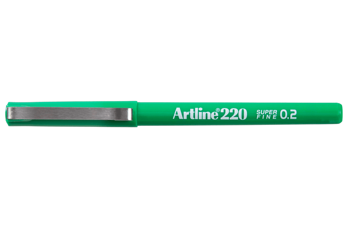 Artline 220 Fineliner Pen 0.2mm Green x 12's pack AO122004
