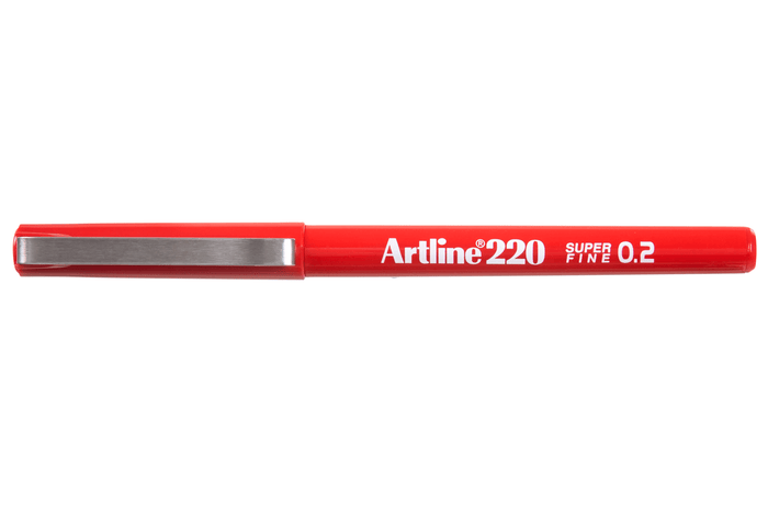 Artline 220 Fineliner Pen 0.2mm Red x 12's pack AO122002