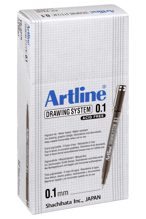 Artline 231 Drawing System Pen 0.1mm Black 12's Pack AO123101