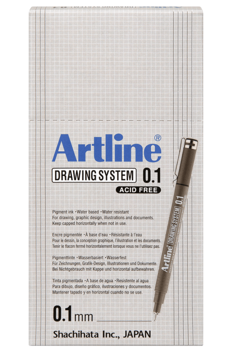 Artline 231 Drawing System Pen 0.1mm Black 12's Pack AO123101