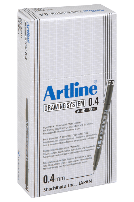Artline 234 Drawing System Pen 0.4mm Black 12's Pack AO123401