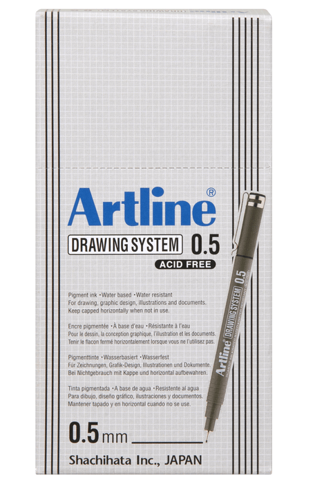 Artline 235 Drawing System Pen 0.5mm Black 12's Pack AO123501