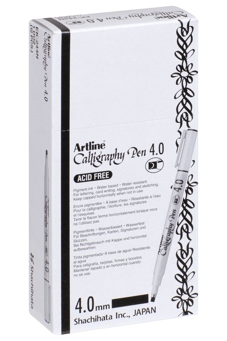 Artline 244 Calligraphy Pen 4mm - Black x 12's pack AO124401