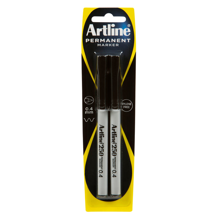 Artline 250 Perm Marker Black Pk2 AO125052