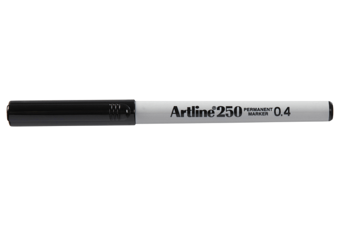 Artline 250 Permanent Marker 0.4mm Plastic Nib - Black 12's pack AO125001