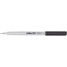 Artline 250 Permanent Marker 0.4mm Plastic Nib - Black 12's pack AO125001