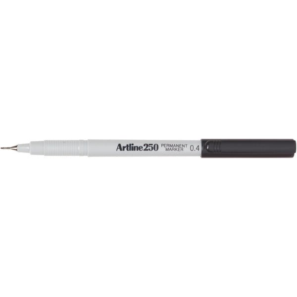 Artline 250 Permanent Marker 0.4mm Plastic Nib - Black 12's pack AO125001