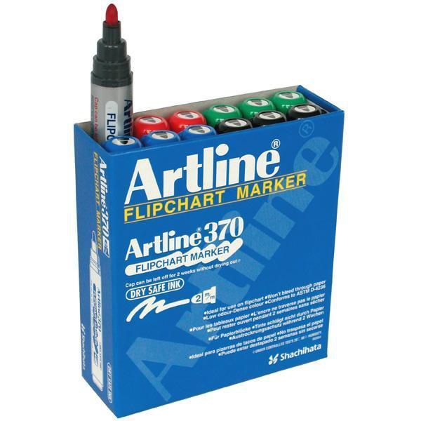 Artline 370 Flipchart Marker Assorted Colours 12's AO137041