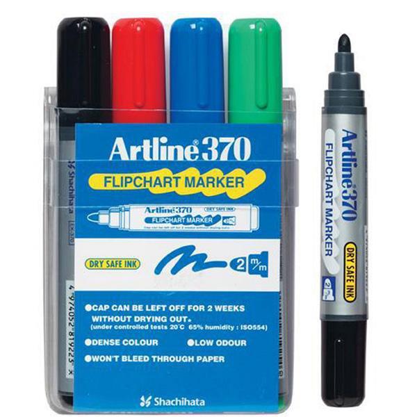 Artline 370 Flipchart Marker Assorted Colours 4's AO137044
