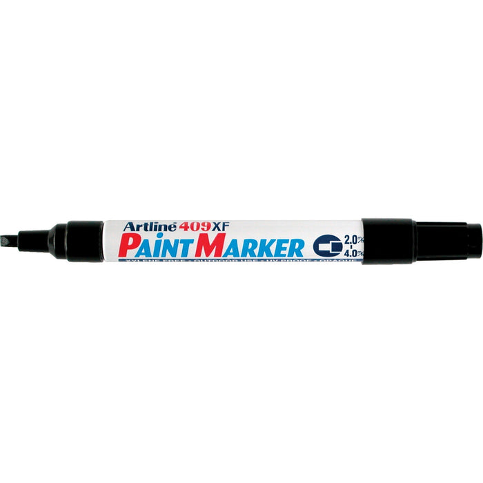 Artline 409 Black Paint Marker 4.0mm Chisel Tip x 12's pack AO140901