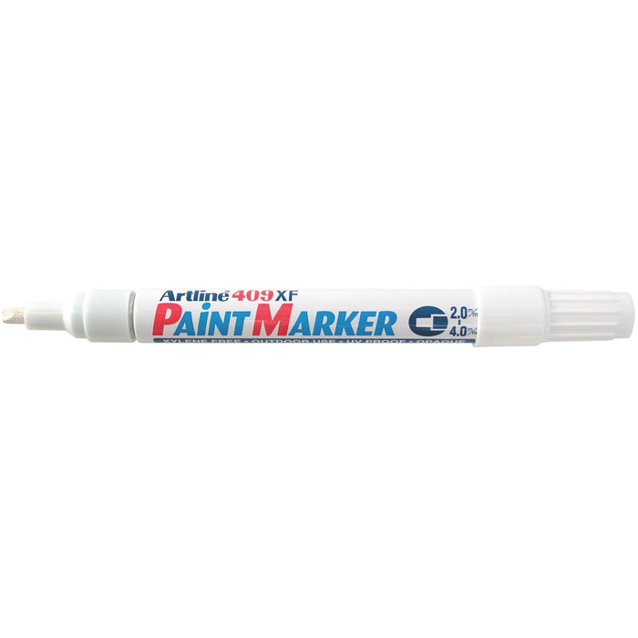 Artline 409 White Paint Marker 4.0mm Chisel Tip x 12's pack AO140933