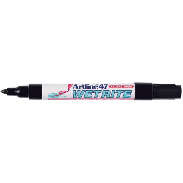 Artline 47 Wetrite Permanent Marker Bullet Tip Black 12's Pack AO104701