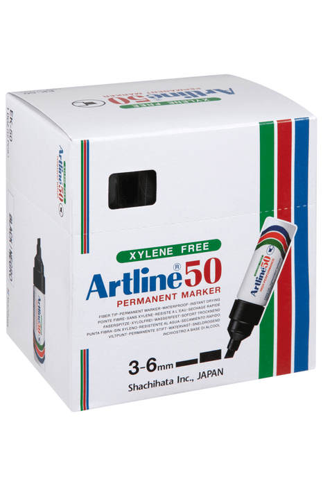 Artline 50 Chisel Nib Permanent Marker Black x 12's pack AO105001