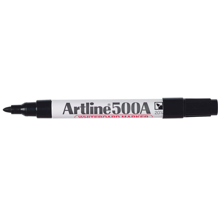 Artline 500A Whiteboard Marker 2mm Bullet Nib - Black 12's pack AO150001