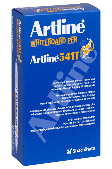 Artline 541T Whiteboard Marker Fine Dual Nib - Black x 12's pack AO154101