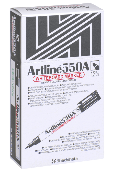 Artline 550A Whiteboard Marker 1.2mm Bullet Nib - Green x 12's pack AO155004A